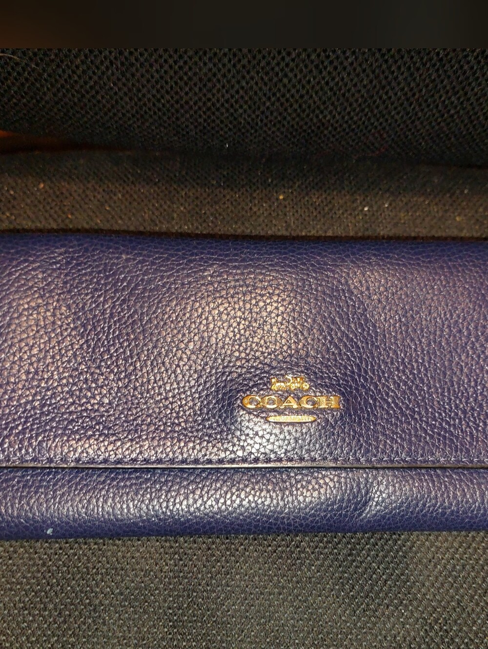 Coach Pebbled Leather Wallet in Deep Blue